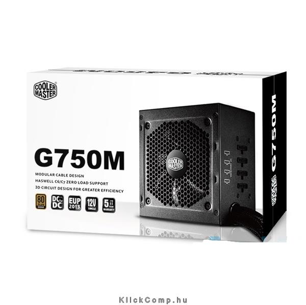 750W tápegység PFC 12cm ventillátorral dobozos Cooler Master G750M fotó, illusztráció : RS750-AMAAB1-EU