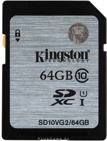 Memória-kártya 64GB SD SDXC Class10 Kingston SD10VG2/64B fotó, illusztráció : SD10VG2_64GB