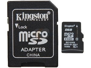 8GB SD micro SDHC Class 10 SDC10/8GB memória kártya adapterrel fotó, illusztráció : SDC10_8GB