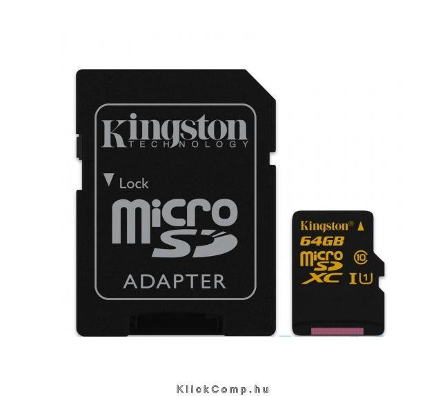 64GB SD micro SDXC Class 10 UHS-I SDCA10/64GB memória kártya adapterrel fotó, illusztráció : SDCA10_64GB