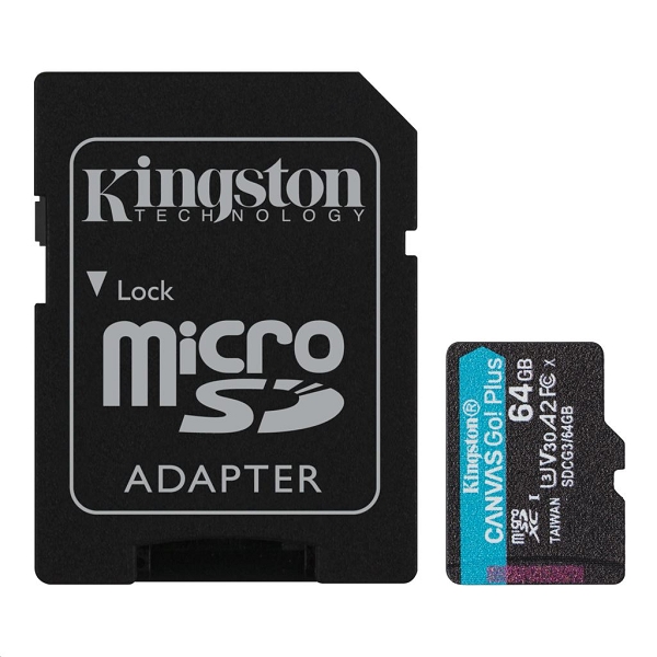 Memória-kártya 64GB microSDXC Class10 Kingston Canvas Go! Plus + adapter fotó, illusztráció : SDCG3_64GB