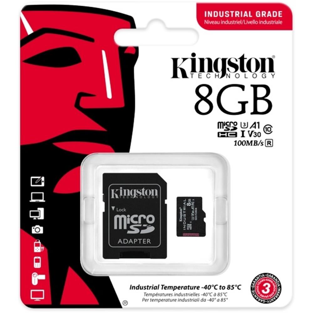 Memória-kártya 8GB microSDHC Class10 Kingston Industrial + olvasó fotó, illusztráció : SDCIT2_8GB