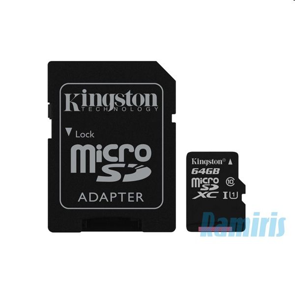 Memória-kártya 64GB microSDXC Class10 Kingston Canvas Select + adapter fotó, illusztráció : SDCS_64GB