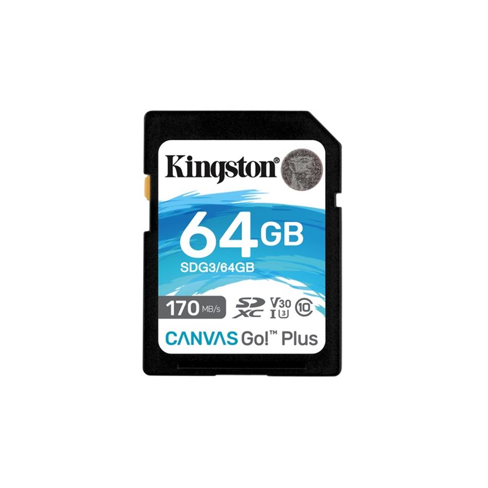 Memória-kártya 64GB SD (SDXC Class 10 UHS-I U3) Kingston Canvas Go Plus SDG3/64 fotó, illusztráció : SDG3_64GB