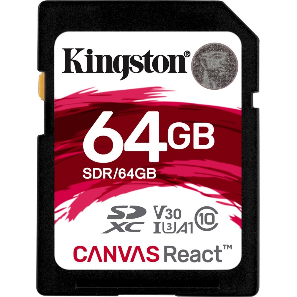 Memória-kártya 64GB SD (SDXC Class 10  UHS-I U3) Kingston Canvas React SDR/64GB fotó, illusztráció : SDR_64GB