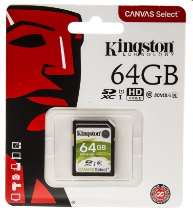 Memória-kártya 64GB SD (SDXC Class 10 UHS-I) Kingston Canvas Select 80R SDS/64G fotó, illusztráció : SDS_64GB
