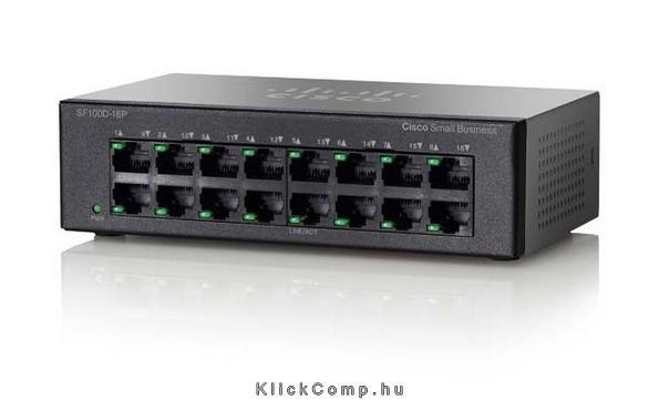 Cisco SF100D-16P 16-Port 10/100 PoE Desktop Switch fotó, illusztráció : SF100D-16P-EU