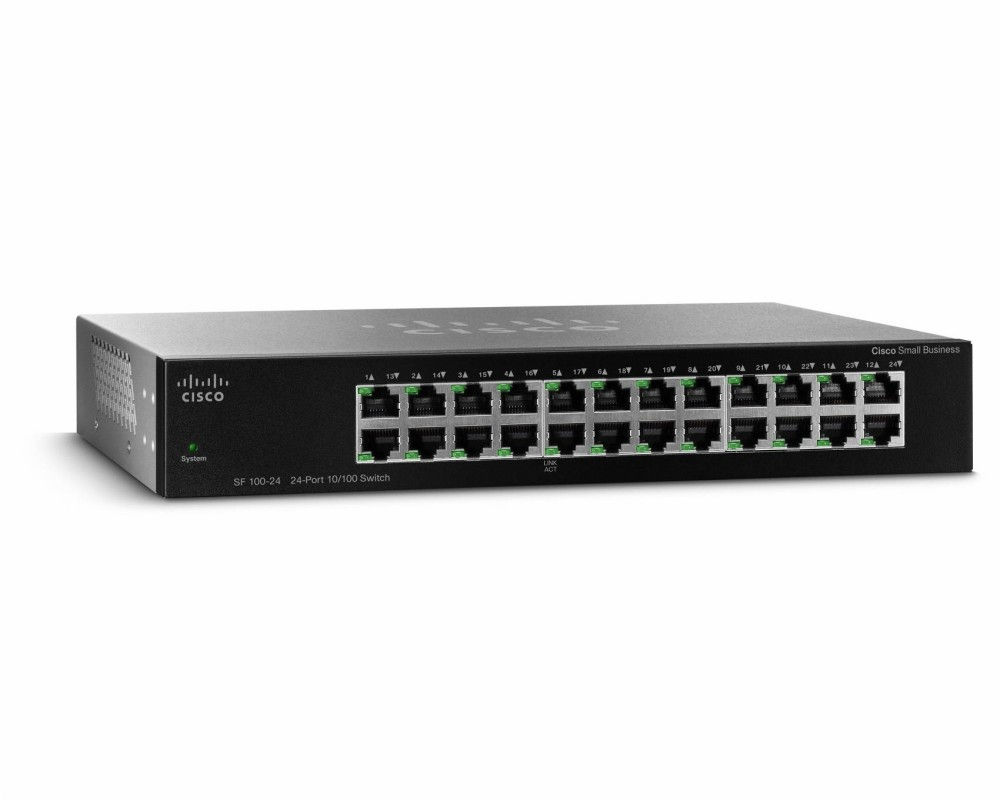 Cisco SF100-24 24port 10/100Mbps LAN nem menedzselhető asztali Switch fotó, illusztráció : SF100-24-EU