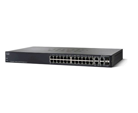 Cisco 24port LAN 10/100Mbps POE+ 2 Gig Uplinks menedzselhető rack switch fotó, illusztráció : SF300-24PP-K9-EU