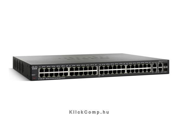 Cisco SF300-48PP 48 LAN 10/100Mbps, 2 miniGBIC, 2 RJ45 menedzselhető PoE+ rack fotó, illusztráció : SF300-48PP-K9-EU