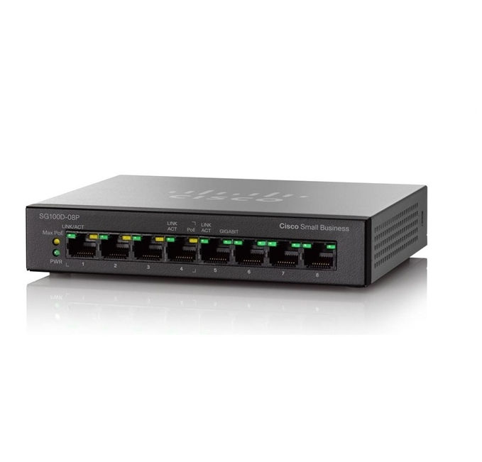 Cisco SG100D-08P 8port 10/100/1000Mbps LAN asztali switch fotó, illusztráció : SG100D-08P-EU