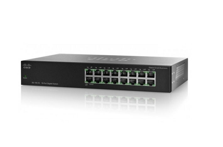 Cisco SG100-16 16 LAN 10/100/1000Mbps rack switch fotó, illusztráció : SG100-16-EU