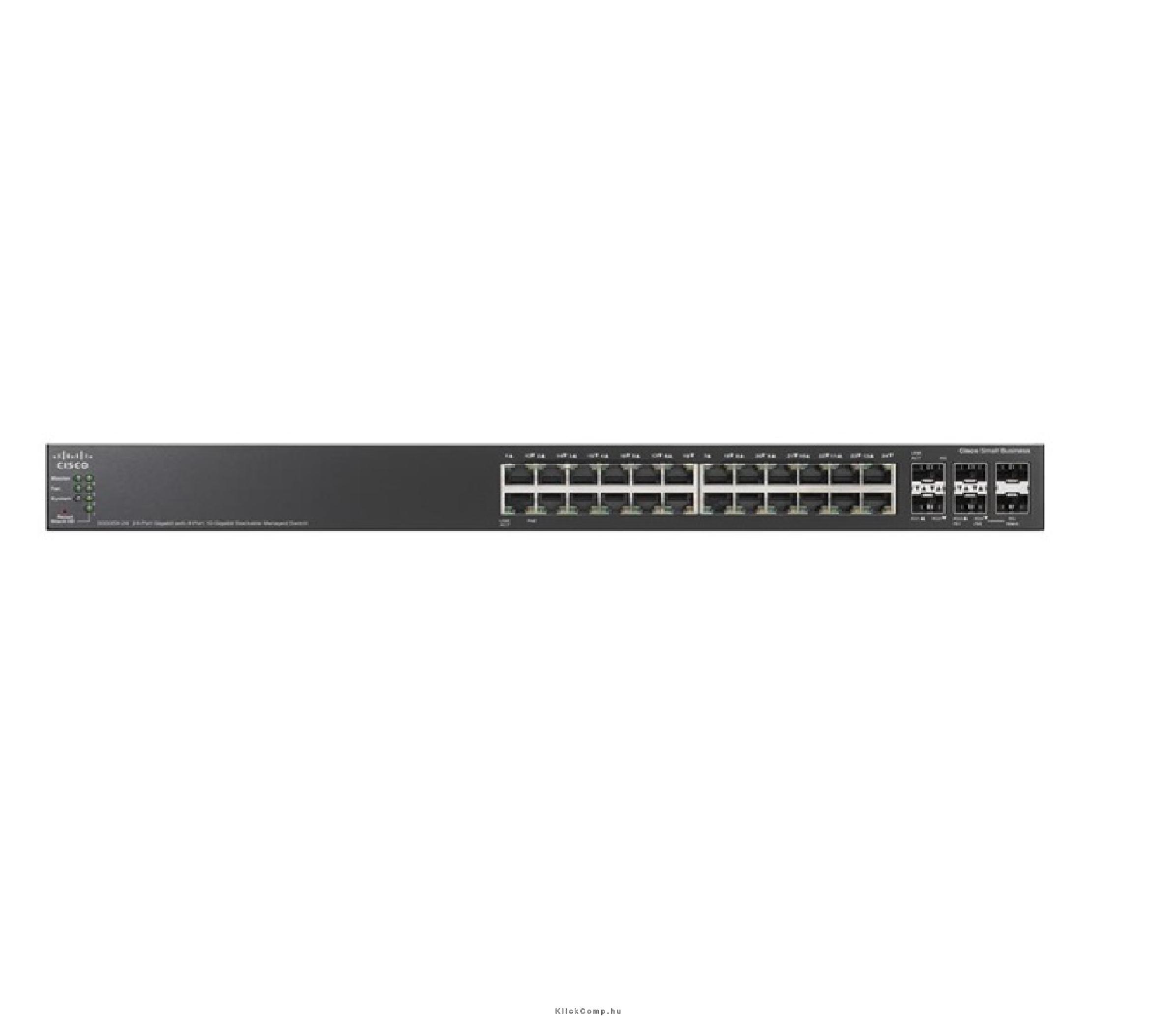 Cisco SG500X-24 24port GE LAN, 4x 10G SFP+ L3 menedzselhető switch fotó, illusztráció : SG500X-24-K9-G5