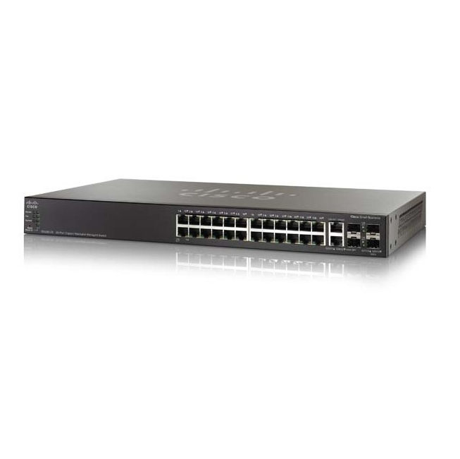 Cisco SG500-28 24port LAN 10/100/1000Mbps, 4 SFP menedzselhető rack switch fotó, illusztráció : SG500-28-K9-G5