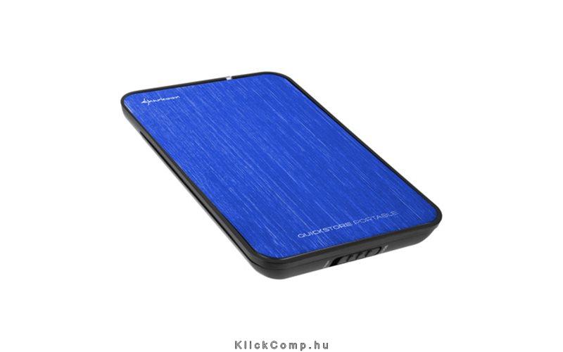 Külső HDD Ház 2.5  QuickStore Portable kék; max 9,5mm 2,5  Sata HDD USB csatl.; fotó, illusztráció : SHARK-4044951009923