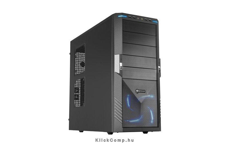 Számítógépház T5 Economy fekete; fekete belső; ATX,mATX; alsó táp; 4xUSB, I/O; fotó, illusztráció : SHARK-4044951011377