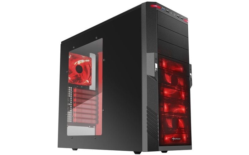 Számítógépház ATX mATX alsó táp 3x120mm LED 2xUSB3.0 2xUSB I/O SHARKOON T9 Valu fotó, illusztráció : SHARK-4044951011391