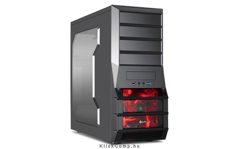 Számítógépház Vaya Value fekete; fekete belső; ablakos; alsó táp; ATX,mATX; 1xU fotó, illusztráció : SHARK-4044951011704