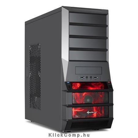 Számítógépház Vaya fekete; fekete belső; alsó táp; ATX,mATX; 2xUSB2.0; I/O fotó, illusztráció : SHARK-4044951011728