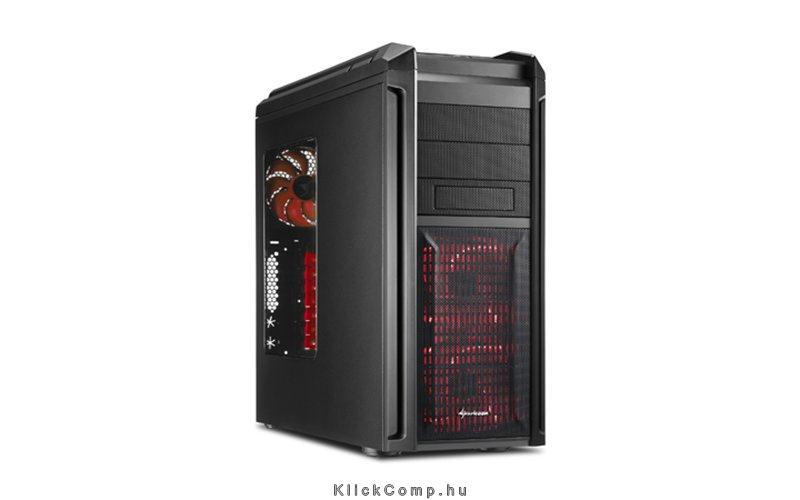 Számítógépház Tauron fekete; vörös belső; ATX,mATX; alsó táp; 3x120mm+170mm v.; fotó, illusztráció : SHARK-4044951012275