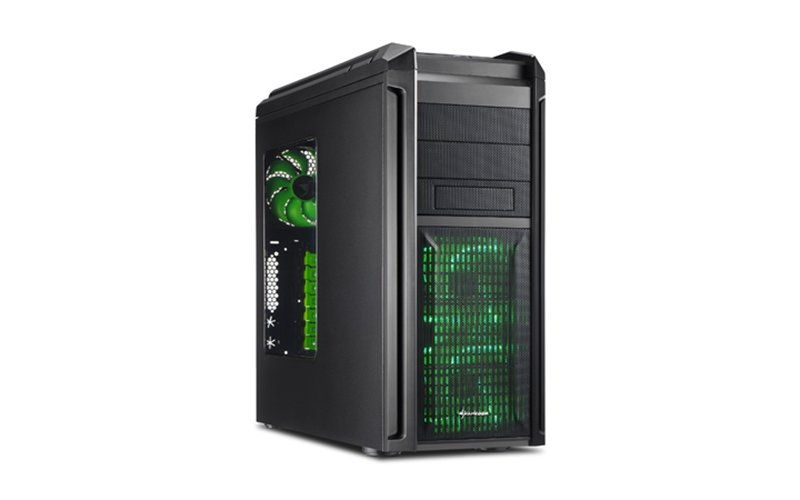 Számítógépház Tauron fekete; zöld belső; ATX,mATX; alsó táp; 3x120mm+170mm v.; fotó, illusztráció : SHARK-4044951012282
