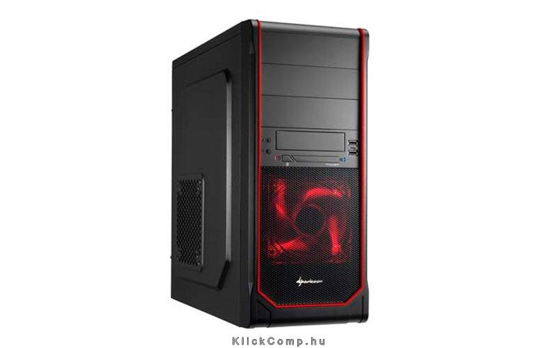 Számítógépház VS3-S Red fekete; Vörös betét + 1x120mm vörös ventilátor; ATX,mAT fotó, illusztráció : SHARK-4044951013364