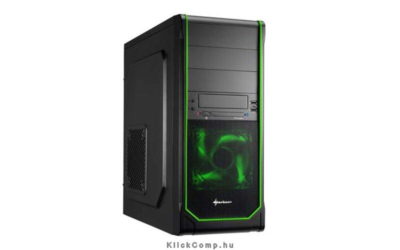 Számítógépház VS3-S Green fekete; Zöld betét + 1x120mm Zöld ventilátor; ATX,mAT fotó, illusztráció : SHARK-4044951013371