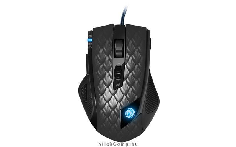 Gamer egér USB Sharkoon Drakonia Black Avago9800 pikkely mintás fotó, illusztráció : SHARK-4044951013579