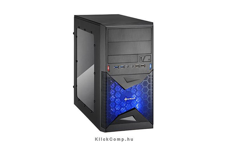 Számítógépház MA-W1000 fekete; fekete belső; ablakos; mATX; 2xUSB3.0; 2xUSB2.0; fotó, illusztráció : SHARK-4044951013890