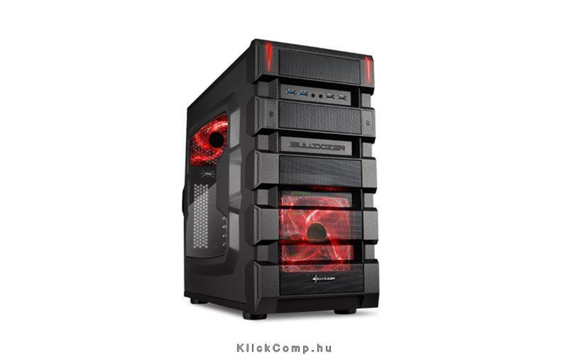 Számítógépház BD28  Bulldozer  fekete; vörös belső; mATX; 2xUSB3.0; 2xUSB2.0; I fotó, illusztráció : SHARK-4044951014125