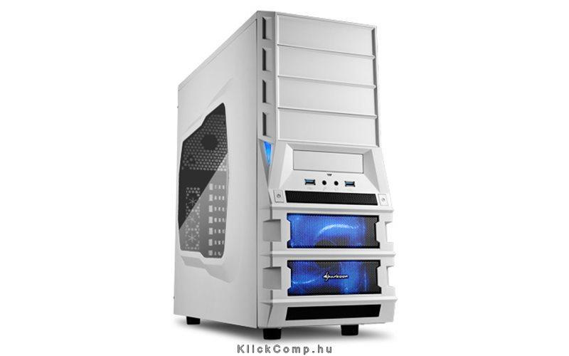 Számítógépház ATX mATX 1xUSB3.0 1xUSB2.0 I/O SHARKOON Vaya II Value fehér fehér fotó, illusztráció : SHARK-4044951015955