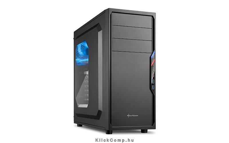 Számítógépház ATXmATX mITX 2xUSB3.0 I/O SHARKOON VS4-W fekete fekete belső abla fotó, illusztráció : SHARK-4044951016044