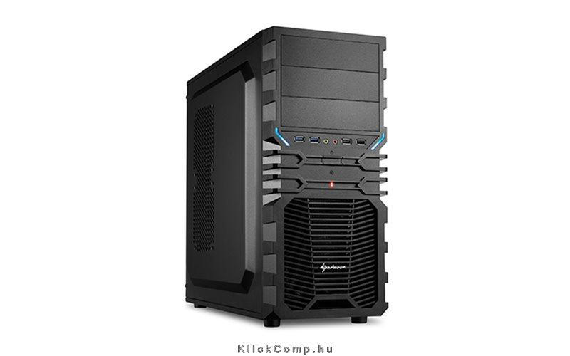 Számítógépház ATX mATX mITX 2xUSB3.0 I/O SHARKOON VG4-V fekete fekete belső als fotó, illusztráció : SHARK-4044951016174