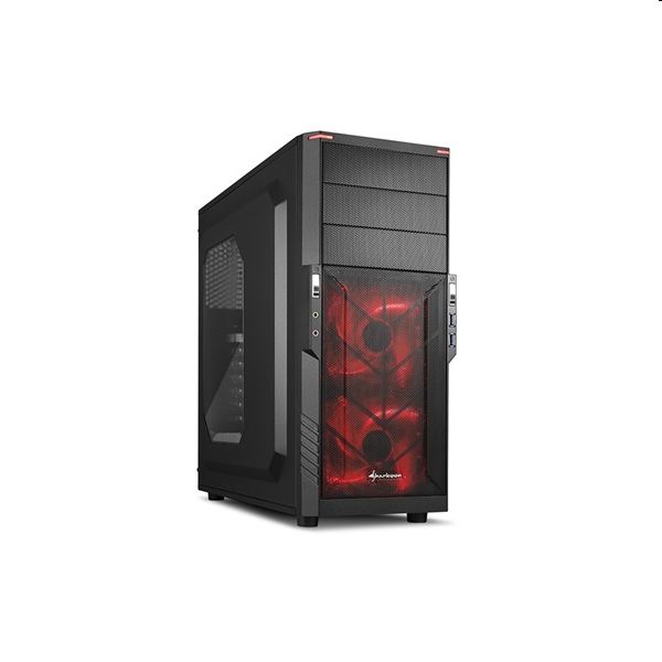 Számítógépház ATX mATX Sharkoon T3-W fekete vörös belső alsó táp fotó, illusztráció : SHARK-4044951017546