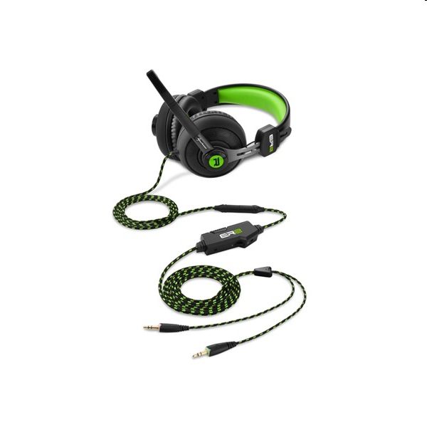 Fejhallgató Sharkoon Rush ER2 fekete-zöld mikrofon hangerőszabályzó  nagy-párná fotó, illusztráció : SHARK-4044951018253