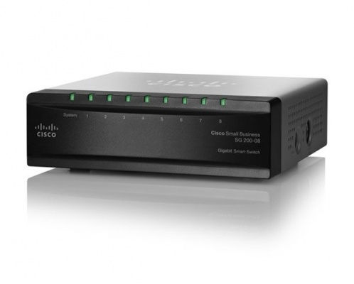 Cisco SG200-08 8 LAN 10/100/1000Mbps Smart menedzselhető asztali switch fotó, illusztráció : SLM2008T-EU