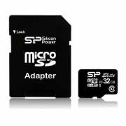 32GB Memória-kártya MicroSD kártya Class10 + adapter Silicon Power SP032GBSTHBU1V10 fotó