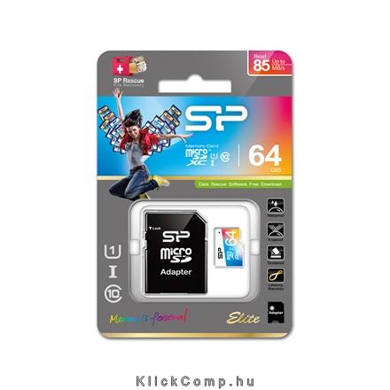 Memória-kártya 64GB microSDXC UHS-1 adapterrel Silicon Power Elite fotó, illusztráció : SP064GBSTXBU1V20SP