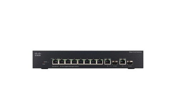 Cisco SG300-10 8 LAN 10/100/1000Mbps, 2 miniGBIC menedzselhető rack switch fotó, illusztráció : SRW2008-K9-G5