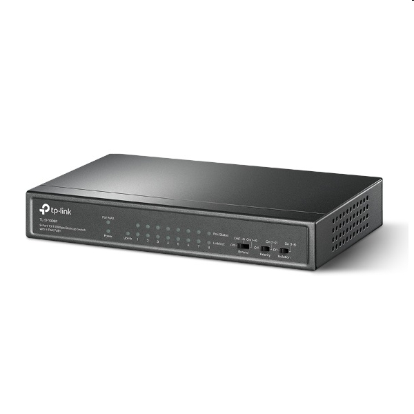 9 Port Switch 10/100Mbps TP-LINK TL-SF1009P 9-Port Desktop Switch with 8-Port P fotó, illusztráció : TL-SF1009P