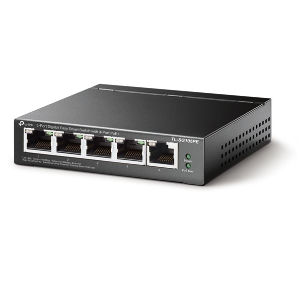 5 Port Switch TP-LINK TL-SG105PE 5-Port Gigabit EasySmart Switch with 4-Port Po fotó, illusztráció : TL-SG105PE