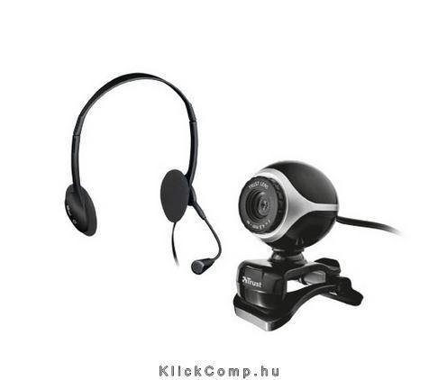 Exis Pack 640x480 mikrofonos fekete fejhallgató + webkamera fotó, illusztráció : TRUST-17028