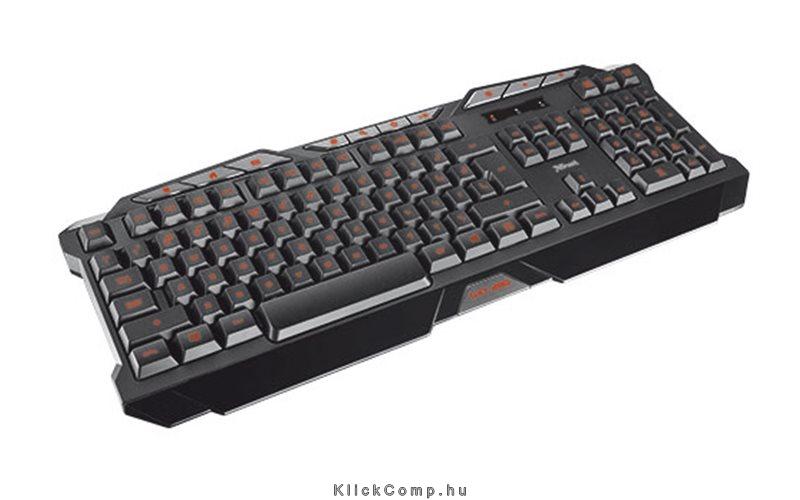 Gamer Billentyűzet USB Trust GXT 280 LED-es gomb háttérvilágítás fekete magyar fotó, illusztráció : TRUST-19473