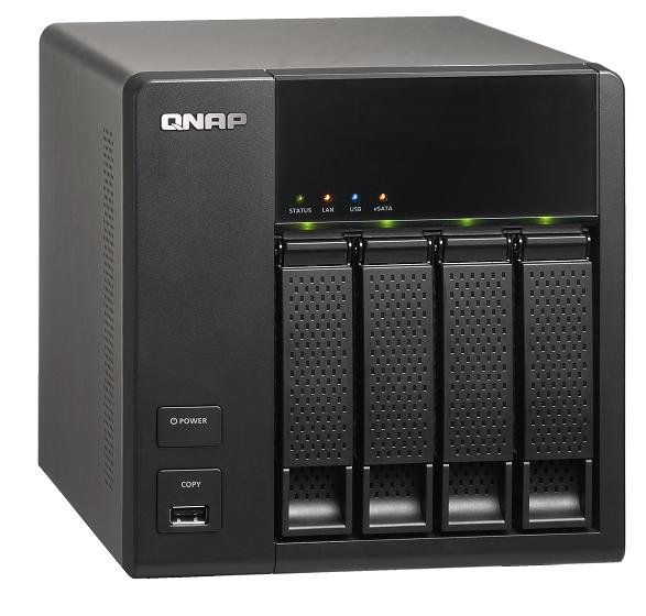 NAS, 4 HDD hely, Olvasás: 110MB/s, Írás: 32MB/s, SATA, 2x RJ-45, 4xUSB, 2x eSat fotó, illusztráció : TS-412