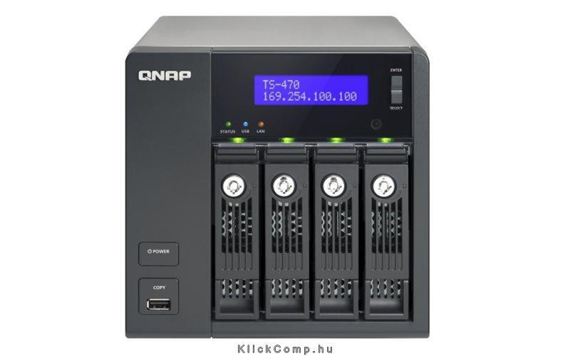 NAS, 4 HDD hely, CPU: Dual Core 2,6GHz, RAM: 2GB, SATA, 2xRJ-45, 3x USB2.0, 2xU fotó, illusztráció : TS-470