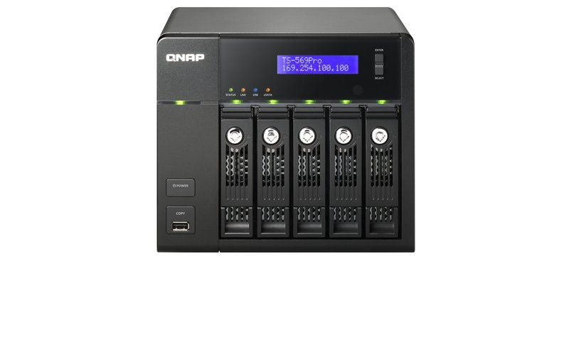 TS-569 PRO NAS, 5 HDD hely, Olv.:220MB/s, Írás: 219MB/s, SATA, 2x RJ-45, 5xUSB, fotó, illusztráció : TS-569-PRO