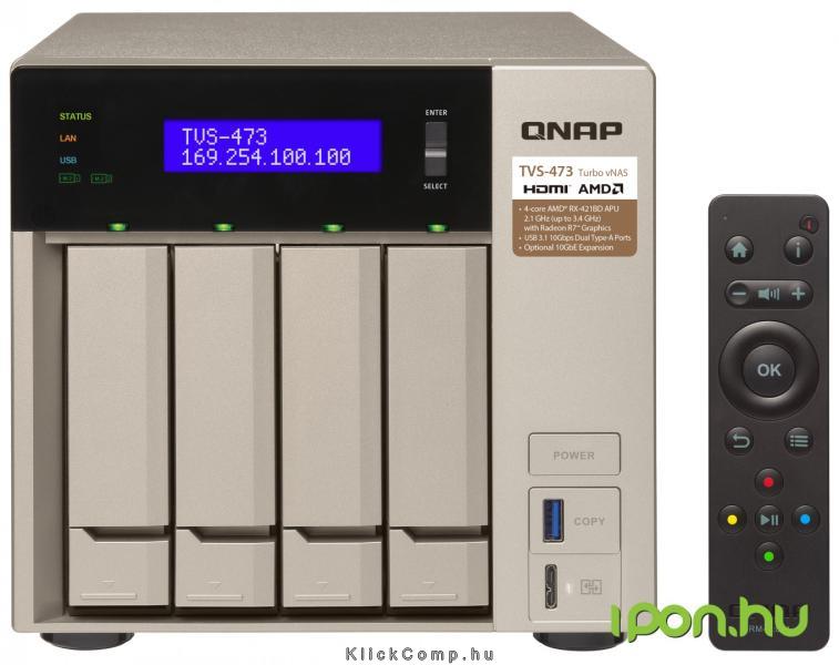 NAS 4 HDD hely SATA 4x RJ-45 4xUSB3.0 2xUSB3.1 HDMI QNAP TVS-473-8G fotó, illusztráció : TVS-473-8G