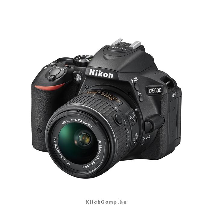 Tükörreflexes fényképezőgép Nikon D5500 + 18-55VR II Kit fekete digitális fotó, illusztráció : VBA440K001