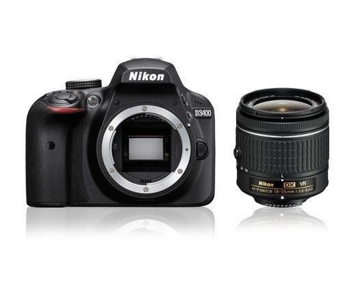Nikon D3400 + AF-P 18–55VR fekete digitális tükörreflexes fényképezőgép kit fotó, illusztráció : VBA490K001