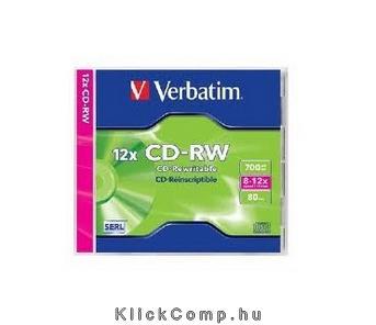 CD-RW lemez, újraírható, SERL, 700MB, 8-12x, normál tok, VERBATIM fotó, illusztráció : VERBATIM-43148